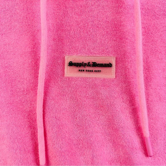Supply And Demand New York City Pink Terry Cropped Hoodie New Women’s Size S - Picture 5 of 8